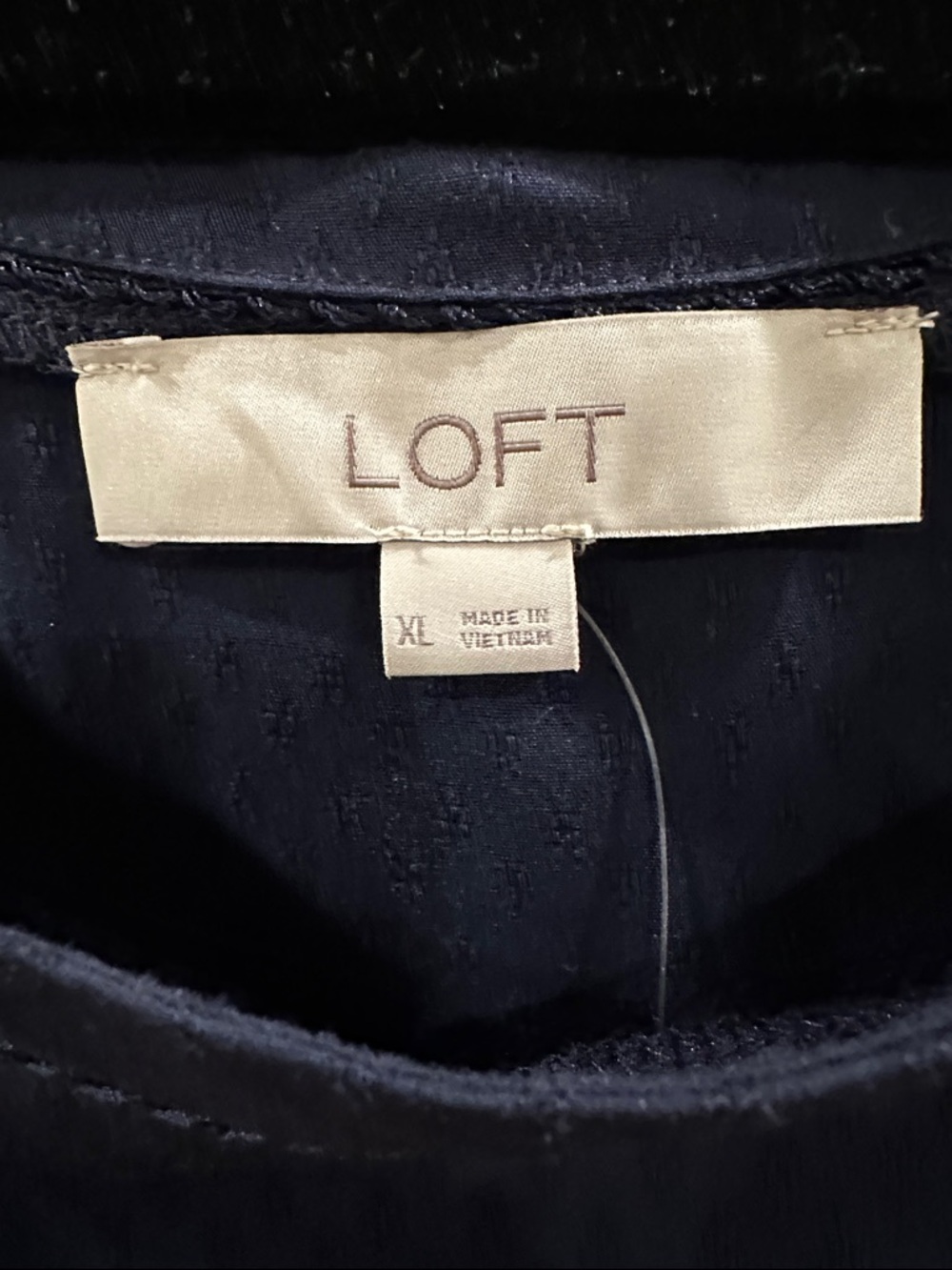LOFT Navy Textured Peplum Blouse - Picture 2 of 8